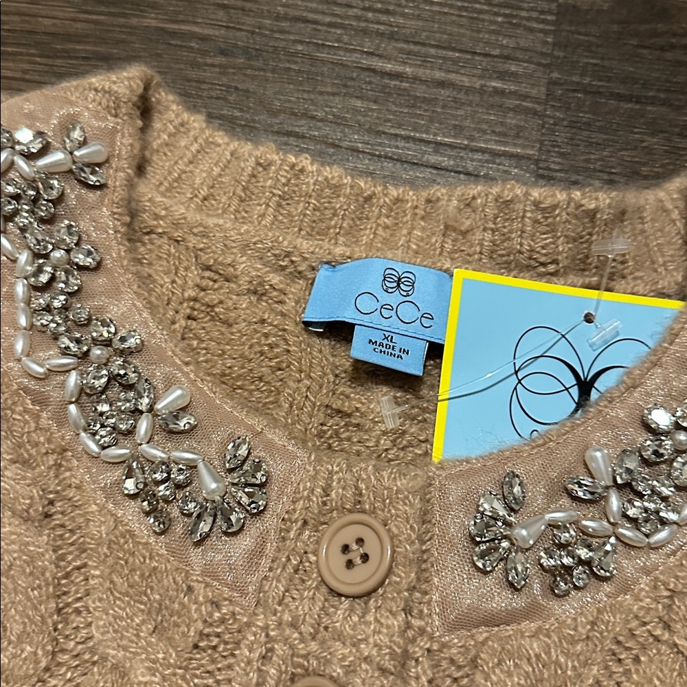 NWT CECE PUFF SHORT SLEEVE CARDIGAN - Picture 2 of 3